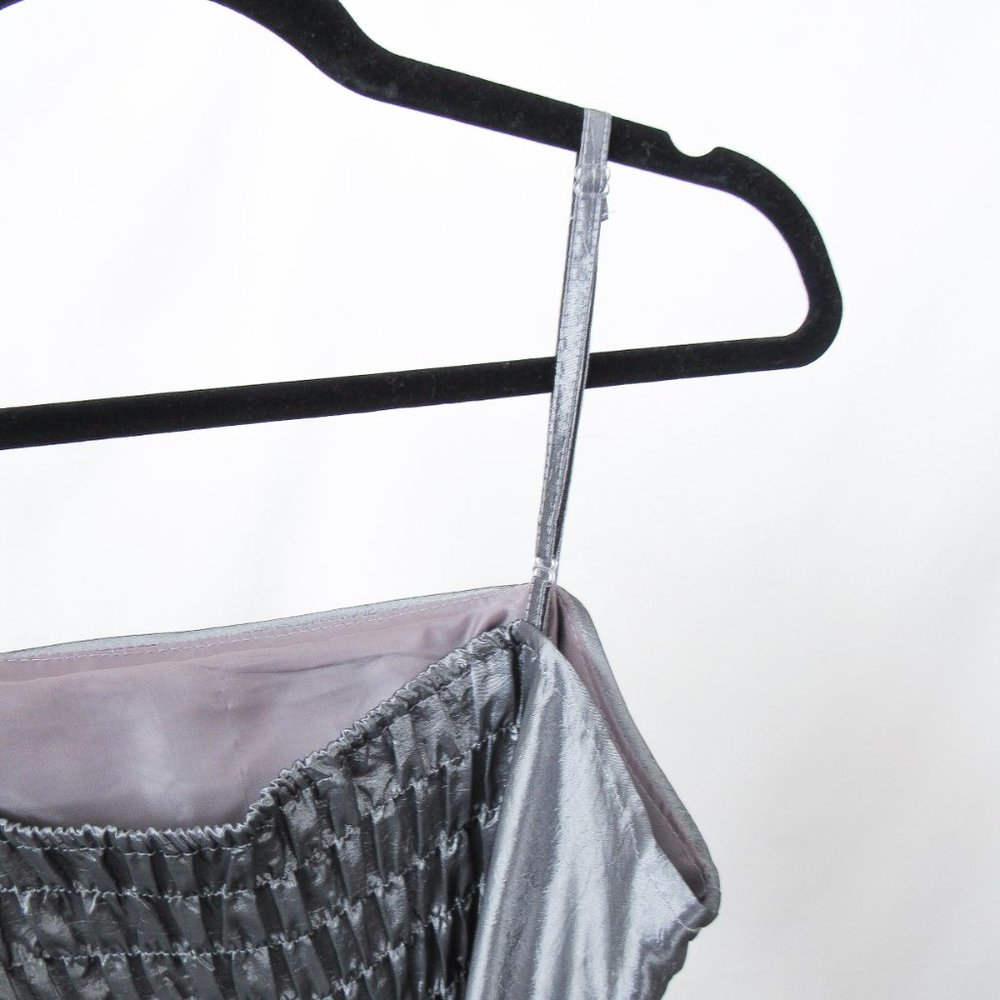 I. Design Original Vintage 90s Silver Ruched Dress Party dress! Size-S - Picture 12 of 14